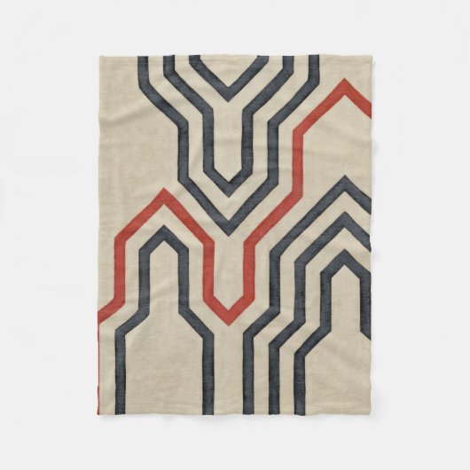 Oranje en blauwe grafische lijnen fleece deken (Voorkant)