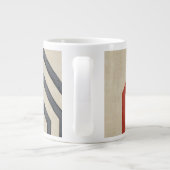 Oranje en blauwe grafische lijnen grote koffiekop (Achterkant)