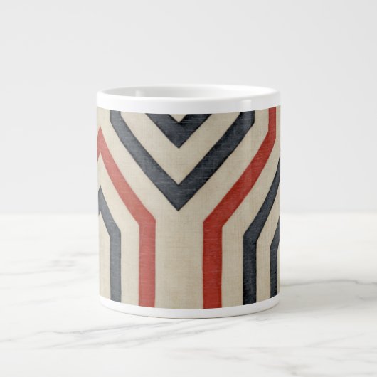 Oranje en blauwe grafische lijnen grote koffiekop (Voorkant)