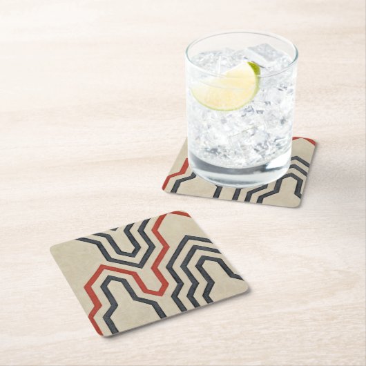 Oranje en blauwe grafische lijnen kartonnen onderzetters (Insitu)