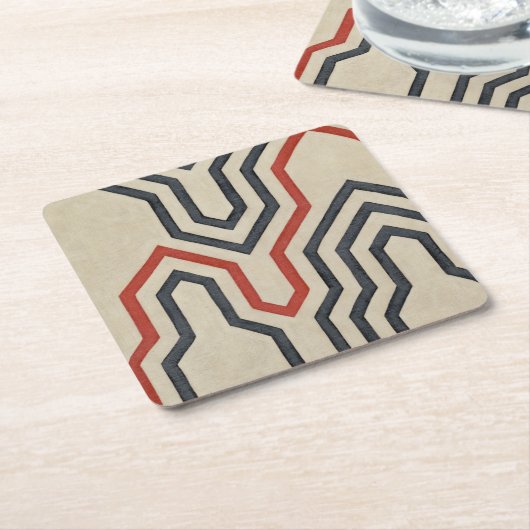 Oranje en blauwe grafische lijnen kartonnen onderzetters (Schuin)