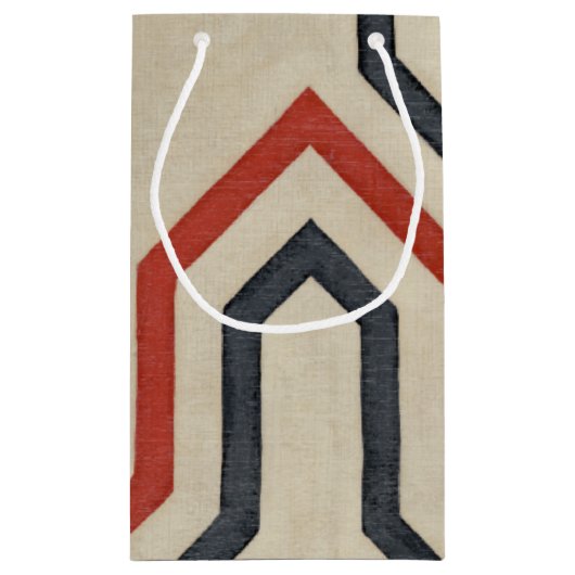 Oranje en blauwe grafische lijnen klein cadeauzakje (Achterkant)