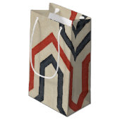 Oranje en blauwe grafische lijnen klein cadeauzakje (Achterkant Gekanteld)