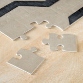 Oranje en blauwe grafische lijnen legpuzzel (Zijkant)