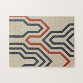 Oranje en blauwe grafische lijnen legpuzzel (Horizontaal)