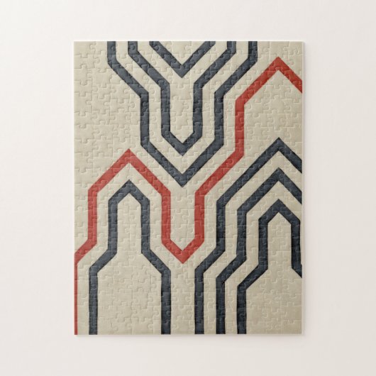 Oranje en blauwe grafische lijnen legpuzzel (Verticaal)