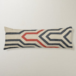 Oranje en blauwe grafische lijnen lichaamskussen