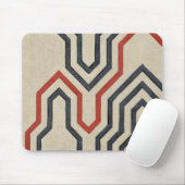 Oranje en blauwe grafische lijnen muismat (Met muis)