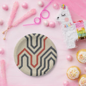 Oranje en blauwe grafische lijnen papieren bordje (Feest)