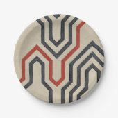 Oranje en blauwe grafische lijnen papieren bordje (Voorkant)