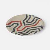 Oranje en blauwe grafische lijnen papieren bordje (Gekanteld)