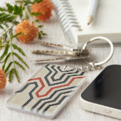 Oranje en blauwe grafische lijnen sleutelhanger (Voorkant Rechts)