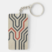 Oranje en blauwe grafische lijnen sleutelhanger (achterkant)