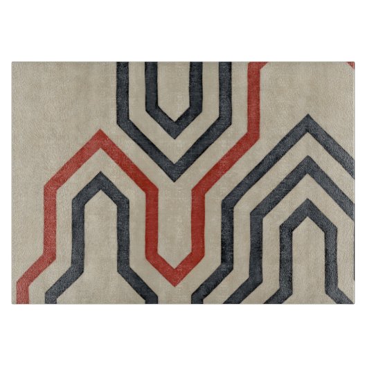 Oranje en blauwe grafische lijnen snijplank (Voorkant)