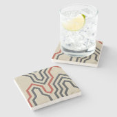 Oranje en blauwe grafische lijnen stenen onderzetter (Zijkant)