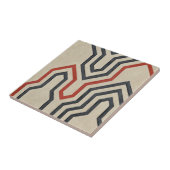 Oranje en blauwe grafische lijnen tegeltje (Zijkant)