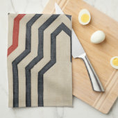 Oranje en blauwe grafische lijnen theedoek (Quarter Fold)