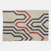 Oranje en blauwe grafische lijnen theedoek (Horizontaal)