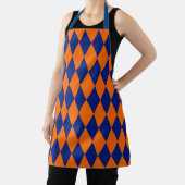 Oranje en Blauwe Harlekijn Geruit Ontwerp Schort (Insitu)