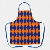 Oranje en Blauwe Harlekijn Geruit Ontwerp Schort (Voorkant)