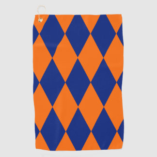 Oranje en Blauwe Harlekijn Geruite Ontwerp Golfhanddoek