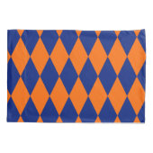 Oranje en Blauwe Harlekijn Geruite Ontwerp Kussensloop (Achterkant)