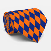 Oranje en Blauwe Harlekijn Geruite Ontwerp Stropdas (Opgerold)