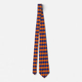 Oranje en Blauwe Harlekijn Geruite Ontwerp Stropdas (Achterkant)