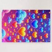 Oranje en blauwe harten legpuzzel (Horizontaal)