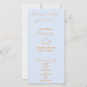 Oranje en blauwe huwelijksprogramma's (Voorkant)