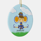 Oranje en blauwe kerstornament keramisch ornament (Rechts)