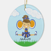 Oranje en blauwe kerstornament keramisch ornament (Links)