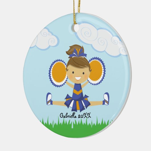 Oranje en blauwe kerstornament keramisch ornament (Links)