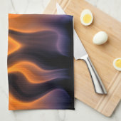 Oranje en blauwe lampjes op een zwarte achtergrond theedoek (Quarter Fold)