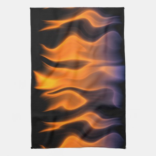 Oranje en blauwe lampjes op een zwarte achtergrond theedoek (Verticaal)