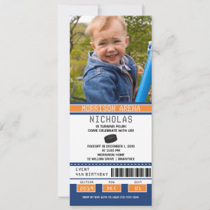Oranje en blauwe ockey Ticket Birthday Kaart