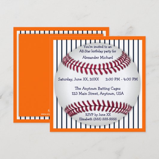 Oranje en blauwe papegaaien Baseball Birthday Part Kaart (Voorkant / Achterkant)