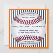 Oranje en blauwe papegaaien Baseball Birthday Part Kaart (Voorkant)