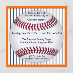 Oranje en blauwe papegaaien Baseball Birthday Part Kaart