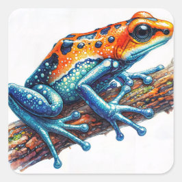 Oranje en Blauwe Poison Dart Frog Vierkante Sticker