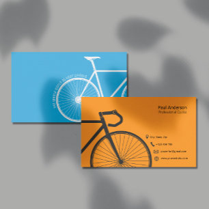Oranje en blauwe professionele fietser visitekaartje