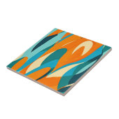 Oranje en Blauwe Retro  Patroon Tegeltje (Zijkant)