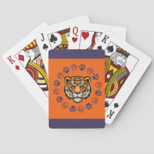 Oranje en blauwe speelkaarten voor tijgerhoofden
