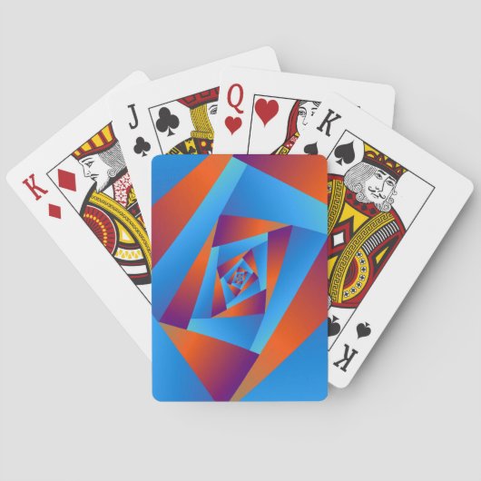 Oranje en blauwe spiraalkaarten pokerkaarten (Achterkant)