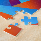 Oranje en blauwe spiraalpuzzel legpuzzel (Zijkant)