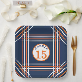 Oranje en Blauwe Sport Thema Papieren Bord