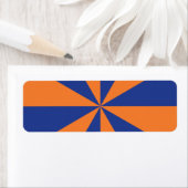 Oranje en blauwe Starburst Etiket (Insitu)