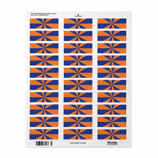 Oranje en blauwe Starburst Etiket (Full Sheet)