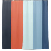 Oranje en blauwe strepen douchegordijn (Voorkant)