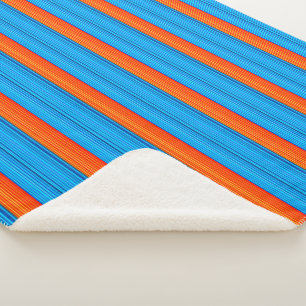 Oranje en blauwe strepen sherpa deken